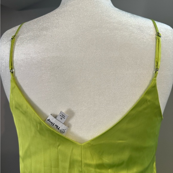 NWOT The Drop Women's Ana Silky V-neck Midi Slip Dress Lime Green - Picture 10 of 12